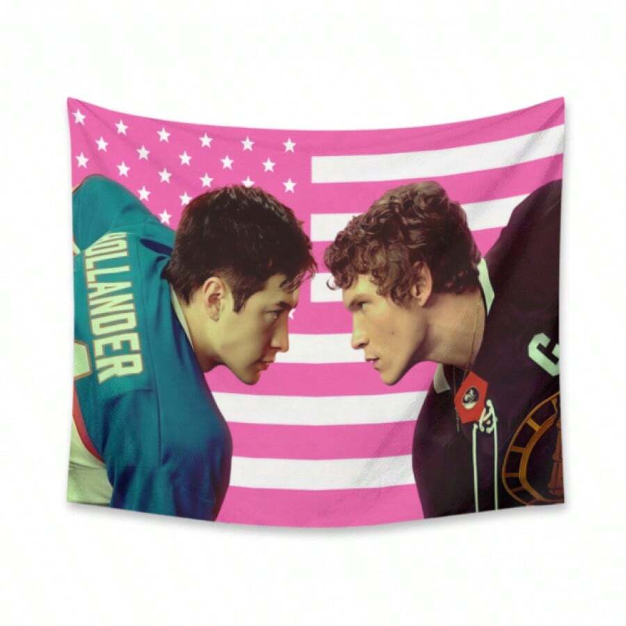 Vintage Heated Rivalry Tapestry, Retro Game Day Flag, Sports Aesthetic Wall Decor, Classic Competition Banner, Bedroom Dorm Decor For Fans, Hudson Williams Connor Storrie Chemistry Flag - D - Xem 1