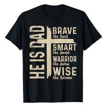He Is Dad Religious Happy Father's Day Christian Dad Bible T-Shirt Men's Crew Neck Short Sleeve T-Shirt - Classic Fit Basic Tee For Casual Daily Wear & Work - Black - View 1