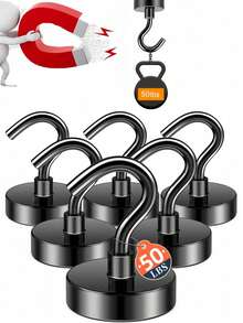 Móc từ tính chịu lực cao 50lbs, nam châm neodymium đen mạnh mẽ, kèm móc treo đồ nặng, dễ lắp đặt, không cần khoan. Móc từ tính siêu mạnh, lực hút cực mạnh, thích hợp cho tủ lạnh, nhà bếp, tủ đựng đồ, văn phòng, trường học. Phụ kiện thiết yếu để sắp xếp nhà cửa. - màu đen - Xem 2