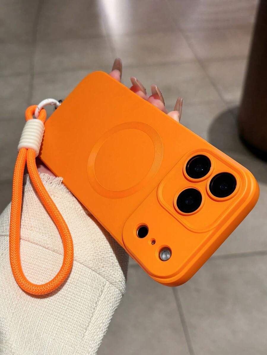 时尚哑光磁吸手机壳，带腕带，兼容 17 Pro Max、17 Pro、17 Air、17、16、15、14 Plus、13、12、11 Pro Max，玻璃镜片，支持无线充电保护套