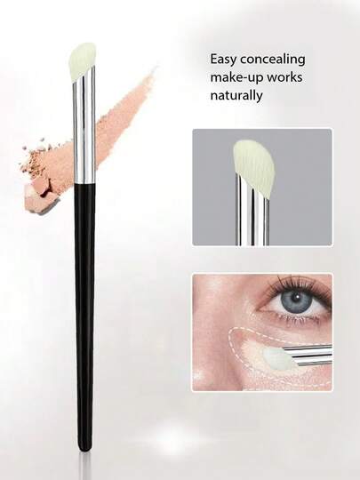 1支遮瑕刷，迷你斜角歌舞伎化妆刷，适用于眼下、鼻部轮廓，可用于遮瑕、晕染、定妆、粉底液和散粉。