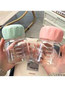 1个便携式可爱迷你玻璃杯，耐热，可装咖啡/牛奶，居家/办公/旅行必备，新年/情人节/开学季适用 - 彩色 - 查看 2