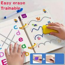 2025 New Classroom Edition Reusable Magic Practice Book Set For Kids, Numeric & Alphabet Writing Training, Pen Control & Drawing Educational Workbook, Learning Writing Skills Development - Multicolor - View 7