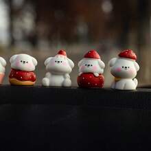 2/6pcs Cute Strawberry Puppy Mini Sculpture, Suitable For Car Dashboard Decor - Perfect For Decorating Your Car Dashboard, Computer Desk, Office Computer Screen, And Office Desk. These Are Small Decorative Items And Gifts (Using Non-Trace Adhesive).