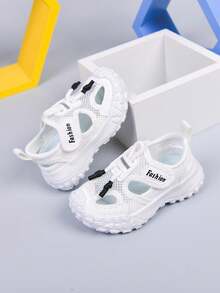 1 Pair Boys' New Summer Beach Shoes, PU Material Soft Sole Fashionable Sandals For Kindergarten - Beige - View 5