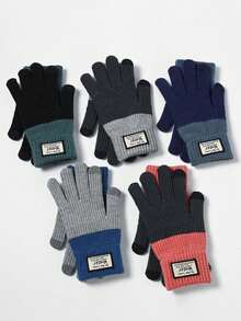 1 Pair Of Thick, Warm, Touch-Screen Compatible, Knitted Outdoor Riding Gloves For Men, Designed For Cold Weather Protection. - Multicolor - View 5