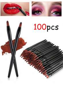 Bộ 100 cọ môi tái sử dụng, cọ môi nhỏ bán sỉ, dụng cụ cọ môi đa chức năng, cọ trang điểm làm đẹp, thích hợp sử dụng tại nhà hoặc khi đi du lịch, giá cả phải chăng, trang trí phòng, bàn trang điểm, phòng ngủ, phụ kiện mỹ phẩm, quà tặng. - màu đen - Xem 10