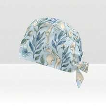 Blue Floral Skeleton Scrub Cap: Cotton Orthopedic Surgical Hat With Rib Cage Pattern,Suitable For Both Men And Women,Working Cap Scrub Cap With Sweatband Adjustable Unisex Women Tie Back Hat Nurse Surgical Caps,Suitable For Protection Against Wind Outdoors, Surgical Procedures, Healthcare Workers, And Fashion Styling; Also Suitable For Everyday Headscarf Wear. - 預設 - 查看 3