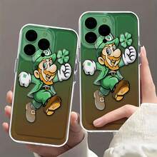 Diversión del Día de San Patricio con duendes. Esta elegante funda es compatible con los modelos  17, 16, 15, 14 Pro Max, 13, 12, 11, XR y XS Plus. Fabricada en silicona TPU, ofrece protección contra golpes y caídas, además de una sensación superior. Es un regalo ideal para familiares, amigos y seres queridos, y una opción perfecta para San Valentín.fundas para ,fundas,accesorios para celular,fundas para celular,fundas para  13,funda  13,funda  16,funda  17 pro max,funda  15,fundas para  16,fundas  11,fundas ,Duende,Trébol,cerveza,Día de San Patricio - transparente - Ver 4
