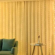 1 pieza Luces de cortina alimentadas por USB, luces de ambiente para Eid para dormitorio, cumpleaños, boda, fiesta, decoración de pared de fondo de ventana interior (control remoto sin batería) - Luz de cortina USB - Ver 6