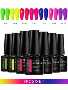 MEET ACROSS Set de 7 piezas de 7ml de esmalte de uñas en gel, de larga duración y resistente, libre de plomo, HEMA y TPO, esmalte de uñas en gel rosa semi-permanente y removible UV, diseño de manicura DIY, todos los productos adecuados para decoración, salón de uñas y manicura en casa - Multicolor - Ver 20