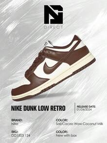 Nike Dunk Low Cacao Wow (Women's) – Women's Lifestyle Sneakers – Shoes For Woman-Vintage-Spring & Summer-Inspired Running Shoes, Shock-Absorbing Comfort, Gym To Streetwear Casual Wear-Mother's Day Gifts-Father's Day Gift– DD1503 124 - 摩卡棕 - 查看 6