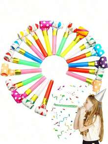 50pcs/30pcs/10pcs-Party Blower Blow Out Noisemaker Fun Party Blow Horn Colorful Birthday Blow Horn Whistle , Boys And Girls Party Favors (Colorful Paper Rolls),Birthday Blow Whistle Shower Party 3TR2 - Multicolor - View 5