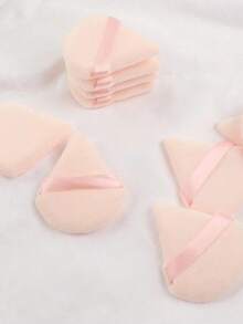 24 piezas/15 piezas/8 piezas/3 piezas Esponja de maquillaje con corazón de felpa, textura suave y esponjosa, adecuada para polvos faciales y corporales, herramientas de belleza de maquillaje mixtas - Albaricoque - Ver 5