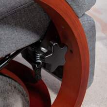 Reclining TV Chair With Relaxation Function, Wooden Armrests, Swivel And Tilt, Adjustable Backrest, Fabric, Grey - Grey - View 8