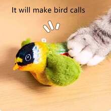 Interactive Plush Bird Cat Toy - Realistic Chirping Sounds, Simulated Feathers, Fluffy Feather Wand, Handcrafted Flight Design, Single Cat Hunting Fun, Suitable For All Cats - Multicolor - View 7