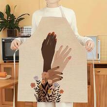 1pc Cartoon Hand Pattern Apron, Creative Funny Fashion Print Home Cleaning Apron, Easy To Wash Kitchen Cooking Apron, Creative Home Apron - Multicolor - View 8