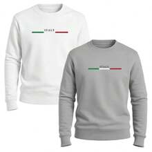 Two-Pack Of Crew Neck Sweatshirts, Italy Brand, Men's Winter Sweater. - Black X Gray - View 2