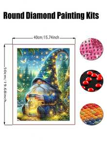 Diamond Art Kits For Adults Gnomes, 5D Gnome Diamond Painting Kits For Adults Beginners, DIY Gnome Full Round Dots Drill Gem Art Kit For Gift Home Wall Decor - Multicolor - View 8