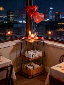 Oferta especial de Año Nuevo y San Valentín:Mesa de centro multifuncional de diseño de tres niveles en color marrón - Marrón - Ver 2