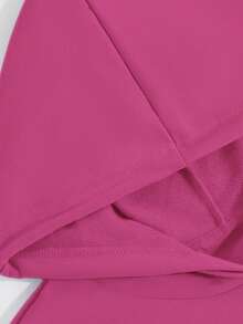 Top de algodón para mujer, sudadera básica holgada con capucha, top de manga larga con una caída de algodón suave, transpirable y fluida, perfecto para primavera y otoño. - Rosa Roja 2 - Ver 5