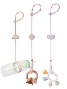 3pcs/Set Baby Teethers & Bottle Silicone Strap, Adjustable Anti-Lost Strap For Baby Bottles, Suitable For Stroller, Car Seat, High Chair, Crib, Pacifier Hanging Chain - 3pcs - View 2