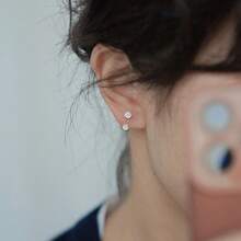 3pcs Full Rhinestone Horseshoe, Shamballa Ball, Nose Ring, Lip Ring, Earring, Body Piercing Soft Clay Rhinestone Jewelry - 3 White Ones - View 5