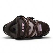 Q-AND Women's Platform Casual Shoes With Heel Increase, Soft And Cushioned Athletic Shoes, Breathable Mesh Upper, Chunky Laces, Pendant Decoration, Versatile Retro Chunky Sneakers, Waterproof And Slip-Resistant, Wear-Resistant And Height-Increasing Street Style Athletic Shoes, An Essential Everyday Item. - Nâu Rừng Đen - Xem 9