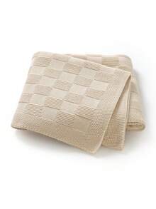 Plaid Jacquard Children's Blanket, Soft & Skin-Friendly Baby Knitted Swaddle Blanket, Suitable For All Seasons - Camel - View 7