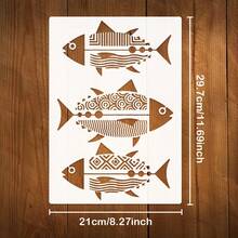 Reusable Geometric Fish Scale Template, Suitable For DIY Wall Art, Scrapbooking And Embossing - Durable PET Plastic, Easy To Use 11.7 Inch X 8.3 Inch Template - Single Piece - View 2