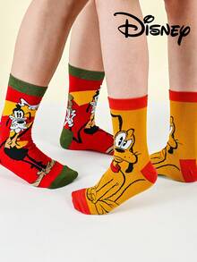 2/1 Pairs Disney Cartoon Puppy Men's Mid-Calf Socks, Thickened For Autumn/Winter, Fun Christmas Gift - Multicolor - View 3