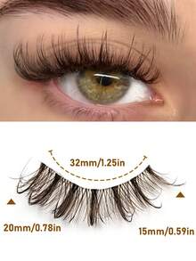 Rikuaild 6对棕色水润交叉假睫毛，透明梗卷翘浓密假睫毛，美妆工具 - 漫畫款濕睫毛 - 查看 3