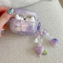 3D Sweet Purple Flower Earphone Protective Sleeve 1 2 3 4 Pro2 Protective Silicone Headphone - 紫色花朵 - 查看 6