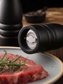 6英寸木制黑胡椒研磨器，手动研磨器，适用于胡椒粒、胡椒片、粗海盐，陶瓷研磨芯，厨房配件 - 彩色 - 查看 4