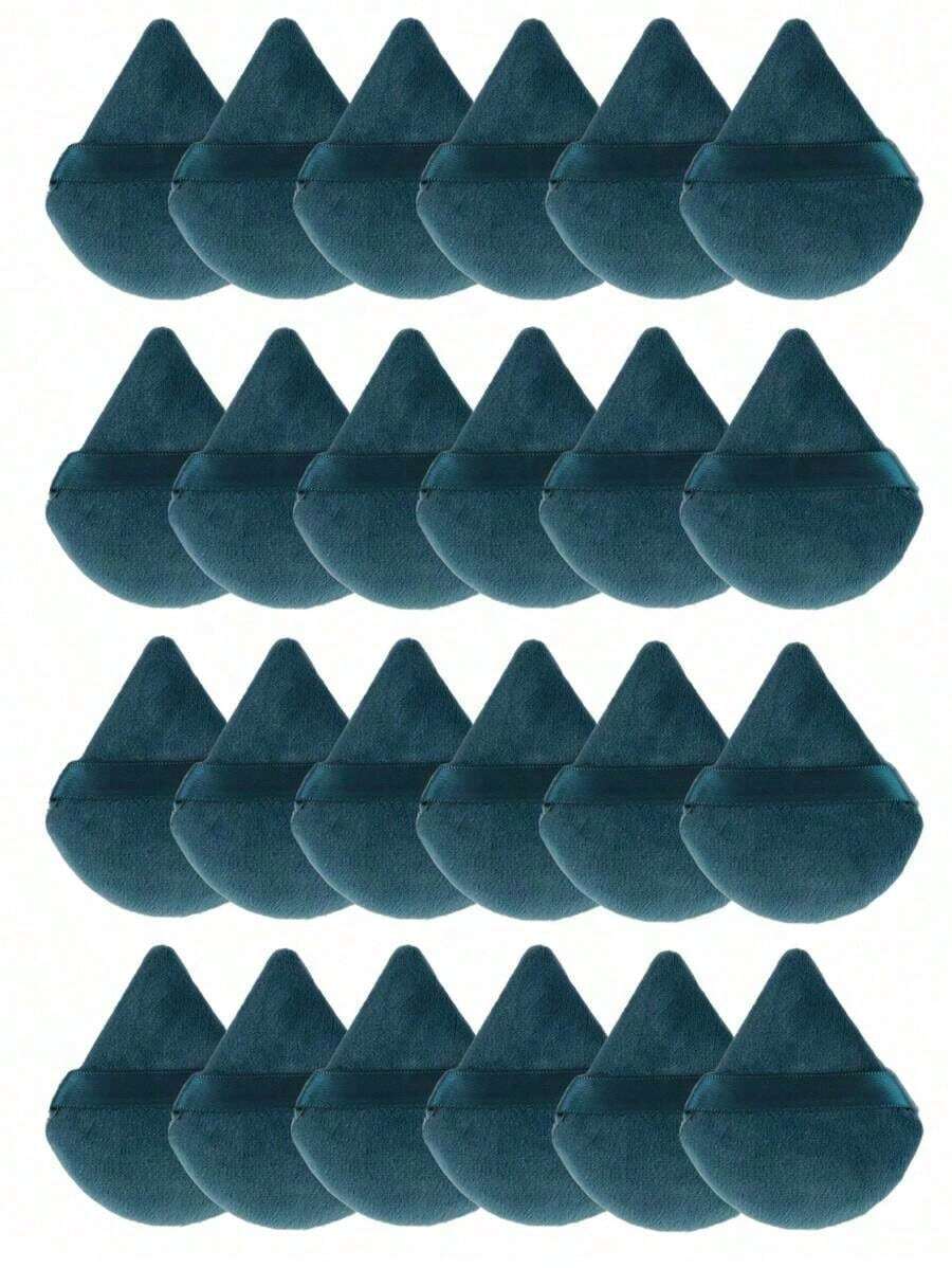 24pcs/15pcs/8pcs/3pcs Flocked Heart Makeup Sponge, Soft Fluffy Texture, Suitable Face & Body Powder Puff, Mixed Makeup Beauty Tools - Màu xanh lá cây đậm - Xem 1