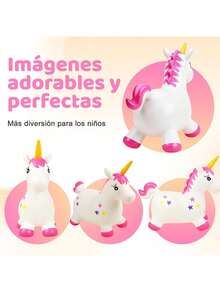 Caballo Hinchable para Saltar, Tolva Inflable de Animales para Niños. Bouncy Boing, Inflatable Hopping Farm Animals con Air Pump, Bouncing y Active Play para Niñas y Niños (Unicornio),40976772 - Beis - Ver 6