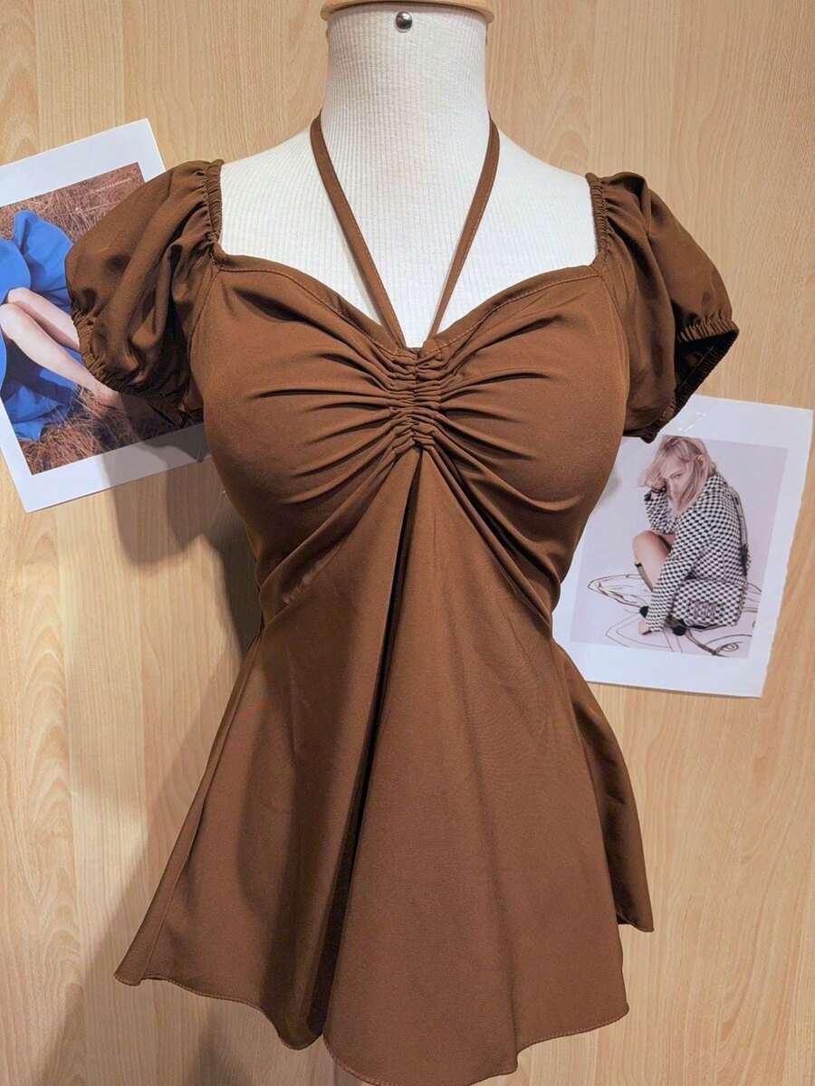 Cute, Lightweight, Elegant Women's Blouse. - Rỉ Nâu - Xem 1