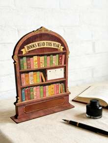 2D复古阅读追踪器，年度读书记录装饰——这款阅读追踪器最多可记录999本书的阅读量。配有底座，方便DIY。适用于办公书籍、现代书籍，结构坚固，可作书架装饰、送给爱书人士的礼物、书籍展示和收纳、书架计数展示以及阅读挑战礼物。适合读者、教师、作家和所有爱书人士。 - 多色 - 查看 4