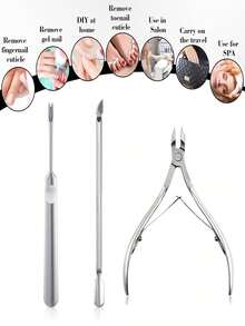 8pcs/6pcs/4pcs/3pcs/1pc Stainless Steel Nail Clippers, Cuticle Remover, Foot File, Nail Pusher, Manicure & Pedicure Tools Set With Non-Slip Handle, Designed For Men And Women - Multicolor - View 4