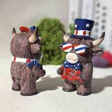 Patriotic Highland Cow Resin Home Decor, Featuring American Flag Design - Patriotic Home And Office Decoration, Desk And Living Room Art, Durable Indoor/Outdoor Decor, Vibrant Colors, Suitable For Planters, Garden, Aquarium, Home And Office - Patriotic Highland Cattle - View 5