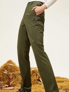 CAMEL CROWN Outdoor Women's Durable Waterproof Hiking Softshell Pants, Quick-Drying Windproof Professional Hiking Pants - Olive Green - View 2