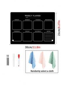 1pc Black Desktop Weekly Planner Board, Acrylic Erasable Memo Pad Desk Calendar Organizer - E-Black - View 12