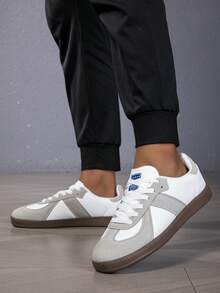 Giày thể thao đế bằng buộc dây unisex, giày thể thao đa năng dành cho học sinh, tập luyện thể dục trong nhà. - Xám - Xem 6