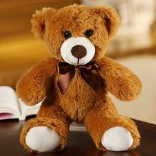 1pc Colorful Teddy Bear Plush Doll, Ribbon Decor Soft Stuffed Animal, Children's Comfort Doll, Home Decor, Sleeping Pillow, Holiday/Wedding Gift - Multicolor - View 8
