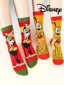 2/1 Pairs Disney Cartoon Puppy Men's Mid-Calf Socks, Thickened For Autumn/Winter, Fun Christmas Gift - Multicolor - View 6