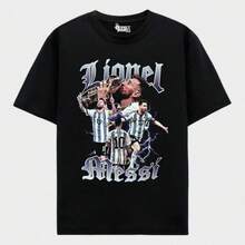 Lionel T-Shirt _ Argentina _ Soccer _ World Cup _ Oversized - 黑色 - 查看 1