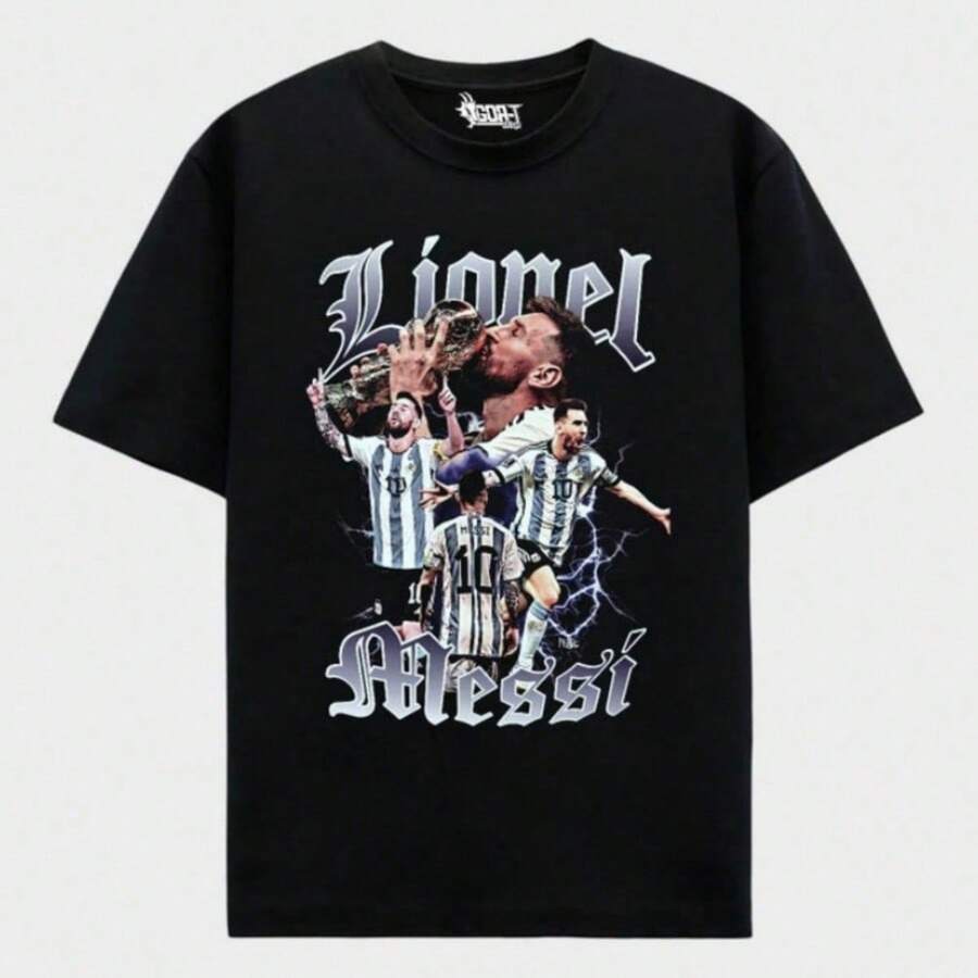 Lionel T-Shirt _ Argentina _ Soccer _ World Cup _ Oversized - 黑色 - 查看 1