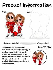 Personalized Photo Couple Acrylic Tabletop Decoration With Custom Name Number Cartoon Football Style Romantic Desk Decor Keepsake Gift For Boyfriend Girlfriend Anniversary Home Display Valentine 2026 Personalized Image Couple Ornament - Multicolor - View 4