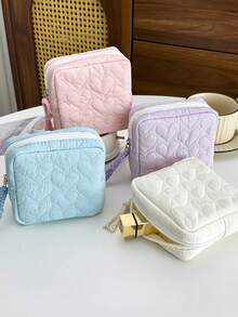 Multi-Color Sanitary Pad & Tampon Storage Bag, Pink Sanitary Napkin Storage Bag, Portable Large Capacity Minimalist Style For Storing Tampons, Sanitary Pads, Liners, Essential For Women, Striped Cosmetic Bag For Travel, Study, Holiday - Multicolor - View 7