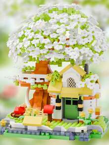 4-Season Cherry Blossom Tree Building Block Set, High-Quality ABS Material, Desktop Art Decor, Warm Home Accents, Mini Brick Blocks, Educational Toy For Children, Suitable For Mother's Day, Valentine's Day And Other Holidays Gift - Cherry Blossom Tree House - View 9